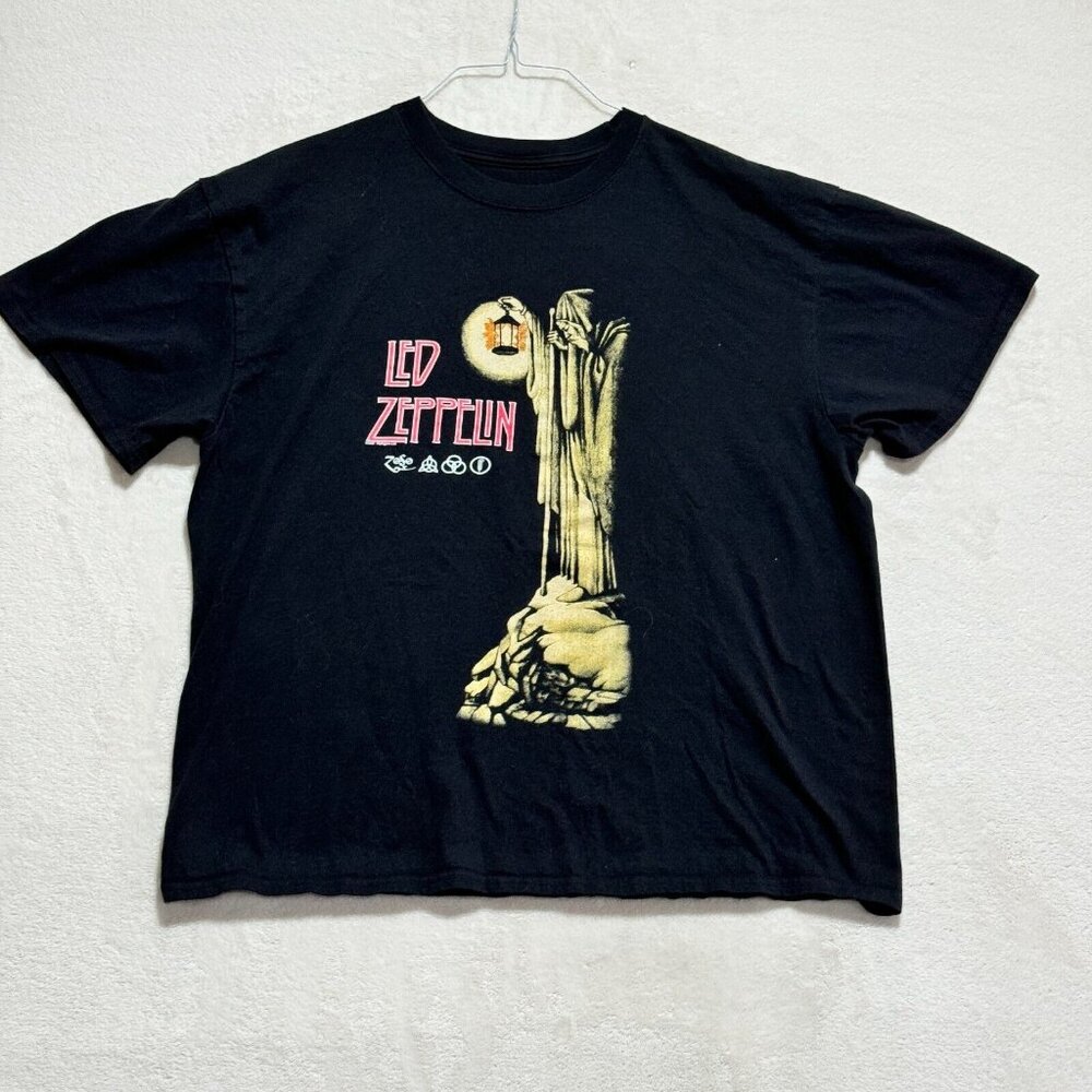 Led Zeppelin Shirt Black Stairway to Heaven Hermit Holding Lantern Women's XL